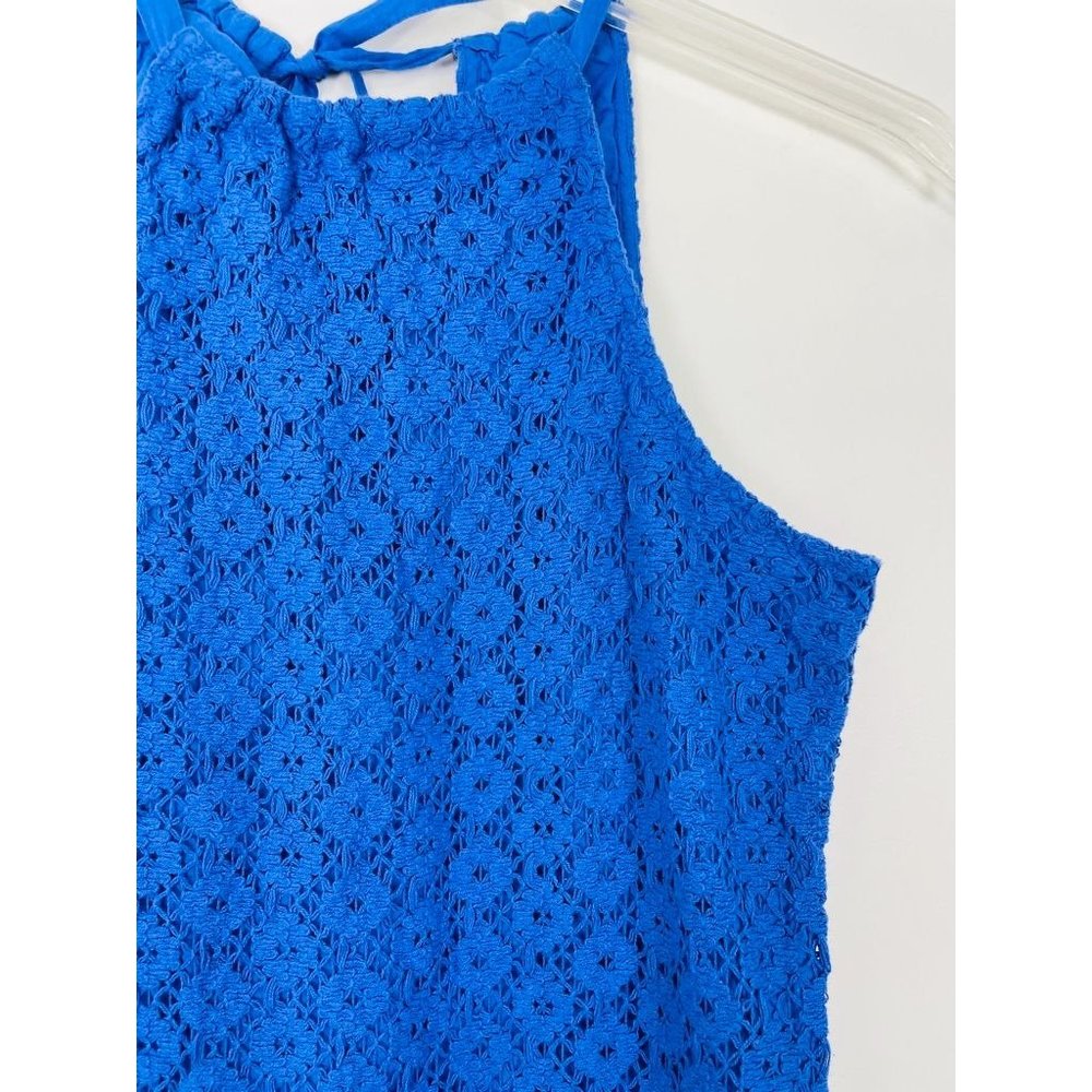 A New Day Women's Dress Small Crochet Midi Halter Blue Sleeveless Sundress New - Picture 2 of 15